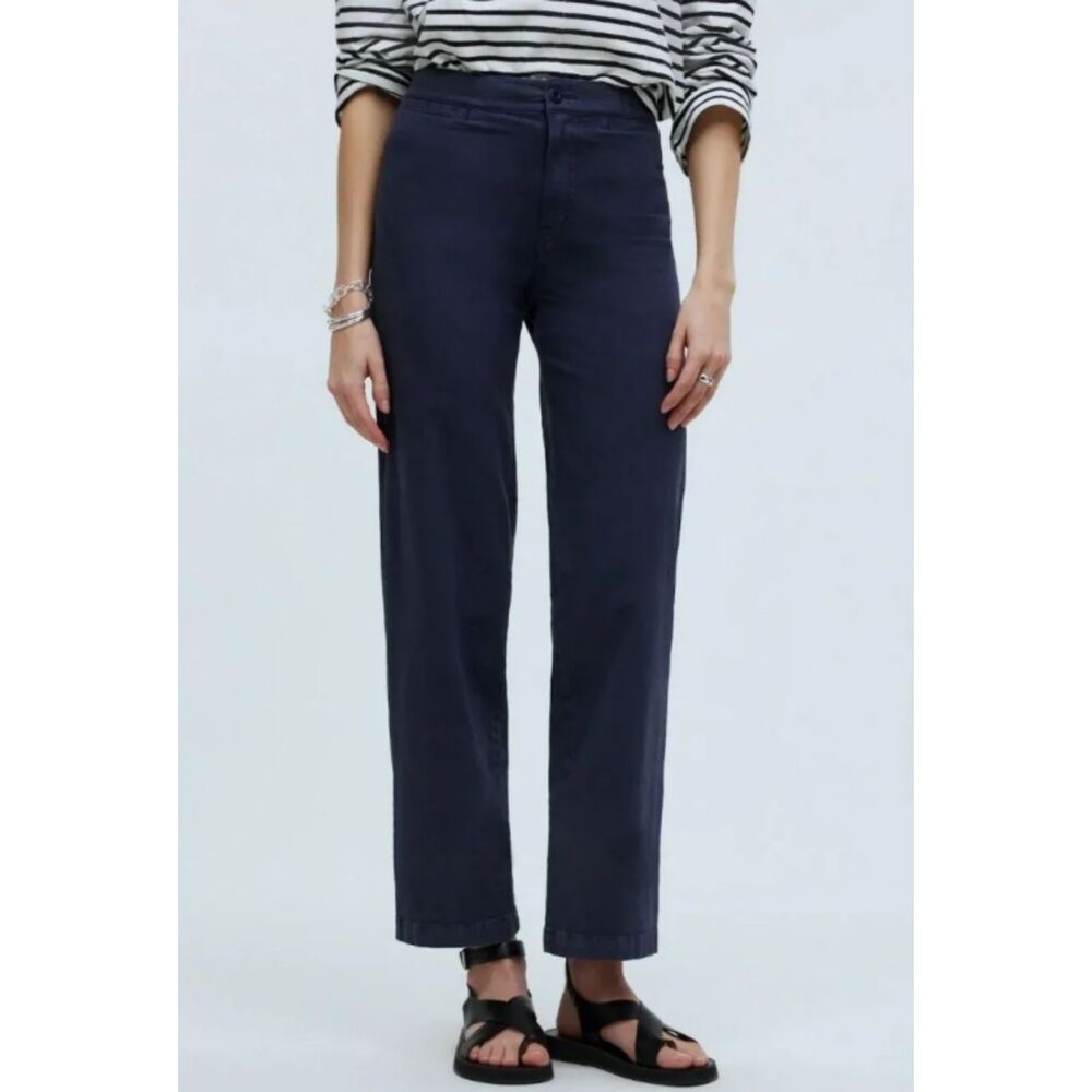 Madewell Emmett Wide Leg Crop Pant Ink Cotton Stretch Welt Pockets High Rise 27